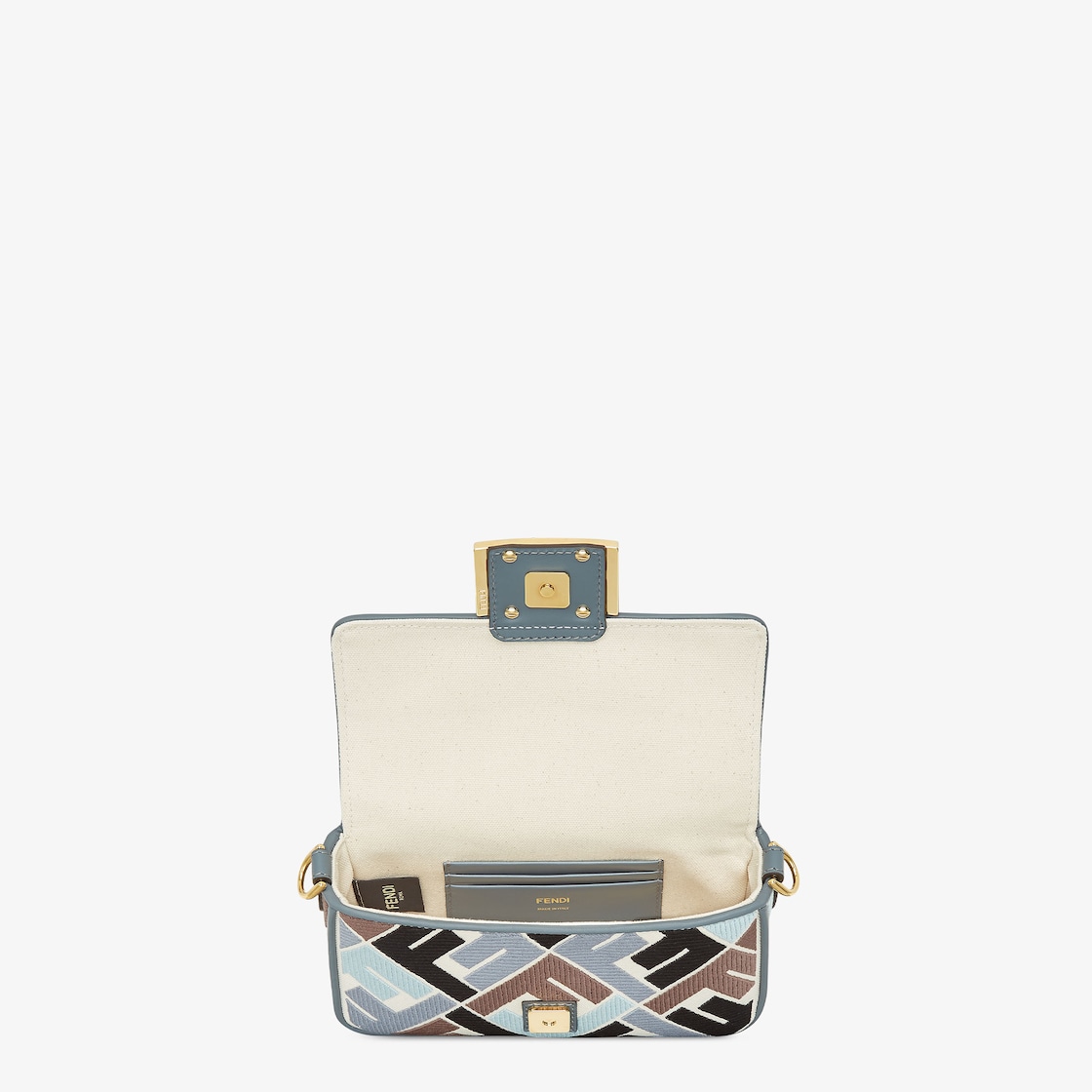 Baguette Mini Canvas Bag With Multicolor FF Embroidery - Image 4